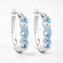 1.75 Carat Genuine Aquamarine and White Diamond .925 Sterling Silver Earrings-1