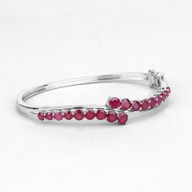 9.10 Carat Glass Filled Ruby .925 Sterling Silver Bangle - 0