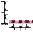 11.67 Carat Genuine Ruby and White Diamond 14K White Gold Bracelet-3