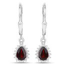 1.88 Carat Genuine Garnet and White Topaz .925 Sterling Silver Jewelry Set-3