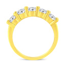14K Yellow Gold Plated .925 Sterling Silver 1 1/2 Cttw Shared Prong Set Brilliant Round-Cut Diamond Anniversary or Wedding Band Ring (K-L Color, SI2-I1 Clarity) - Size 7-4
