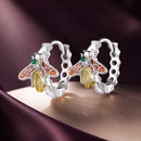 S925 Sterling Silver Enamel Blue Pavé Set CZ Earrings-1