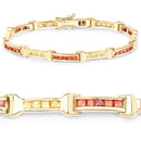 6.48 Carat Genuine Orange Sapphire and Yellow Sapphire .925 Sterling Silver Bracelet-3