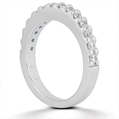 14k White Gold Shared Prong Diamond Wedding Ring Band - 0