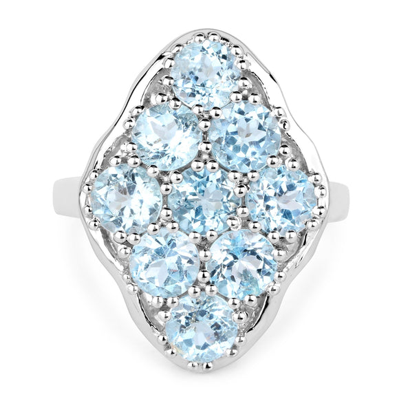 5.40 Carat Genuine Blue Topaz .925 Sterling Silver Ring