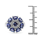 2.58 Carat Genuine Tanzanite & White Topaz .925 Sterling Silver Ring-3