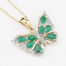 1.91 Carat Genuine Emerald and White Zircon .925 Sterling Silver Pendant-4