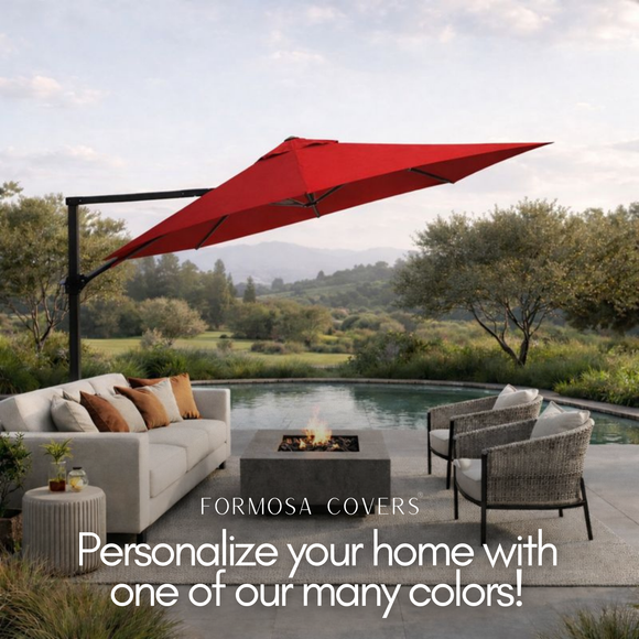 11 ft Cantilever Umbrella Replacement Canopy Supported Bar 8 Ribs Red