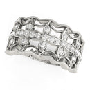 Diamond Studded Four Leaf Clover Motif Ring in 14k White Gold (1/4 cttw)-1