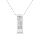 14K Yellow Gold 1/2 Cttw Invisible Set Princess Cut Diamond Vertical Bar Block Pendant 18" Necklace (H-I Color, SI2-I1 Clarity)-1
