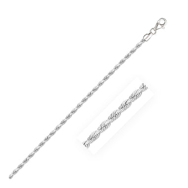 2.5mm 14k White Gold Solid Diamond Cut Rope Bracelet - 0