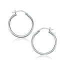 14k White Gold Polished Hoop Earrings (25 mm)-1