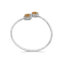 .925 Sterling Silver 8mm Cushion Cut Yellow Citrine Gemstone and Diamond Accent Split Bypass Bangle Bracelet (H-I Color, SI1-SI2 Clarity)  - Fits up to 7.75" Inches-3
