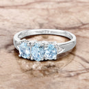 0.95 Carat Genuine Aquamarine and White Diamond .925 Sterling Silver Ring-4