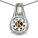 3.16 Carat Genuine Smoky Quartz, Yellow Diamond & White Diamond .925 Sterling Silver Pendant-3