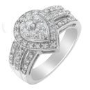 10K White Gold Round Cut Diamond Teardrop Ring (1/2 Cttw, H-I Color, SI2-I1 Clarity) - Size 6-1/2-4