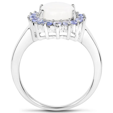 2.26 Carat Genuine Opal and Tanzanite .925 Sterling Silver Ring - 0
