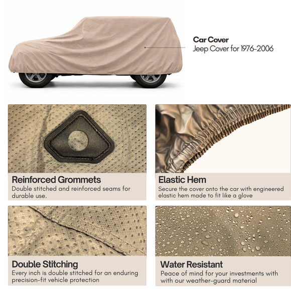 Jeep Cover for 1976–2006 – Water Resistant Taupe