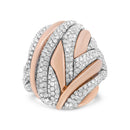 18K Rose and White Gold 1 7/8 Cttw Diamond and Gold Textured Dome Cocktail Ring (F-G Color, VS1-VS2 Clarity) - Size 6.5-1