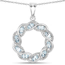1.93 Carat Genuine Blue Topaz and White Topaz .925 Sterling Silver Pendant-1