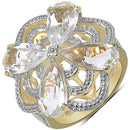 14K Yellow Gold Plated 6.69 Carat Genuine Crystal Quartz & White Diamond .925 Sterling Silver Ring-1