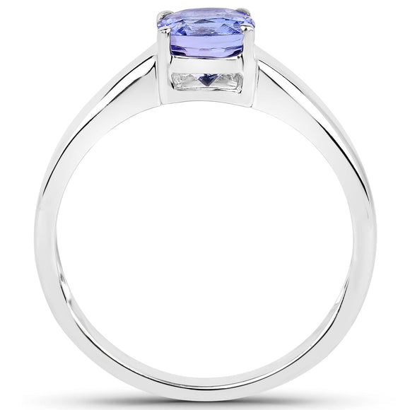 1.05 Carat Genuine Tanzanite .925 Sterling Silver ring