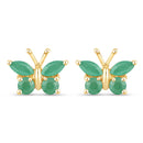 0.50 Carat Genuine Emerald .925 Sterling Silver Earrings-1