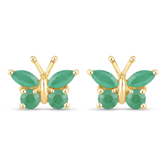 0.50 Carat Genuine Emerald .925 Sterling Silver Earrings