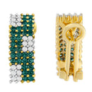 14K Yellow Gold 2 cttw White and Treated Blue Diamond Earrings (H-I, SI1-SI2)-2