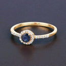 0.38 Carat Genuine Blue Sapphire and White Diamond 14K Yellow Gold Ring-4