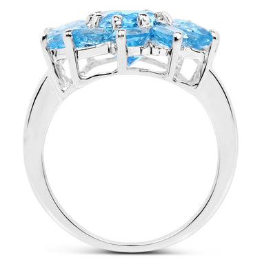 6.35 Carat Genuine Swiss Blue Topaz .925 Sterling Silver Ring - 0