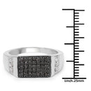 0.55 Carat Genuine Black Diamond and White Diamond .925 Sterling Silver Ring-3