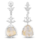 15.97 Carat Genuine Golden Rutile And White Topaz .925 Sterling Silver Earrings-3
