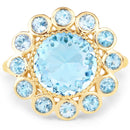 14K Yellow Gold Plated 6.59 Carat Genuine Blue Topaz .925 Sterling Silver Ring-3