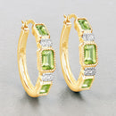 2.40 Carat Genuine Peridot and White Topaz .925 Sterling Silver Earrings-2