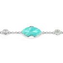 29.70 Carat Genuine Amazonite and White Agate .925 Sterling Silver Bracelet-3