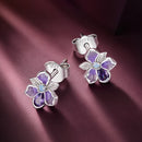 925 Sterling Silver Earrings with Nano Opal Stone and CZ, White Gold Plated, 0.7cm, for Women-2