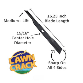 48" Exmark/Toro Blade 16-1/4" Long with 15/16" Hole - Hardened Steel