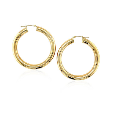 14k Yellow Gold Polished Hoop Earrings (40 mm) - 0