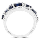 3.61 Carat Genuine Blue Sapphire and White Zircon .925 Sterling Silver Ring-3