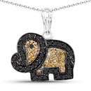 0.89 Carat Genuine Black Diamond and Yellow Diamond .925 Sterling Silver Pendant-1