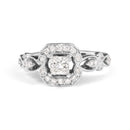 14K White Gold Diamond 3/4 Cttw Diamond Halo Style and Woven Shank Engagement Ring (G-H Color, VS2-SI1 Clarity) - Size 7-1