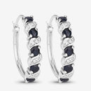 1.28 Carat Genuine Blue Sapphire and White Topaz .925 Sterling Silver Earrings-4