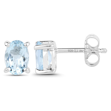 1.20 Carat Genuine Aquamarine .925 Sterling Silver Earrings - 0