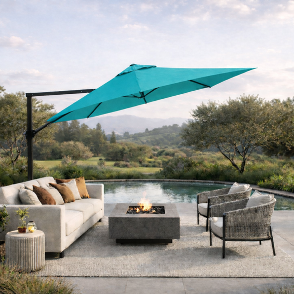 11 ft Cantilever Umbrella Replacement Canopy Supported Bar 8 Ribs Aruba Turquoise