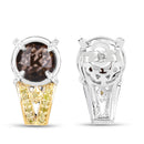 3.75 Carat Genuine Smoky Quartz, Yellow Diamond and White Diamond .925 Sterling Silver Earrings-3