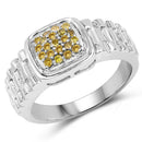 0.25 Carat Genuine Yellow Diamond .925 Sterling Silver Ring-1