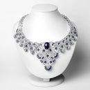 40.93 Carat Genuine Glass Filled Sapphire and White Diamond .925 Sterling Silver Necklace-3