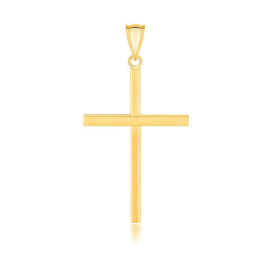 14k Yellow Gold Polished Flat Cross Pendant