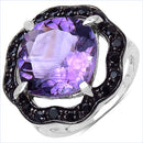 6.09 Carat Genuine Amethyst & Black Spinel .925 Sterling Silver Ring-1